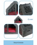 Ahşap Köpek Kulübesi Dekoratif Köpek Evi Siyah Renk Seperatör Model